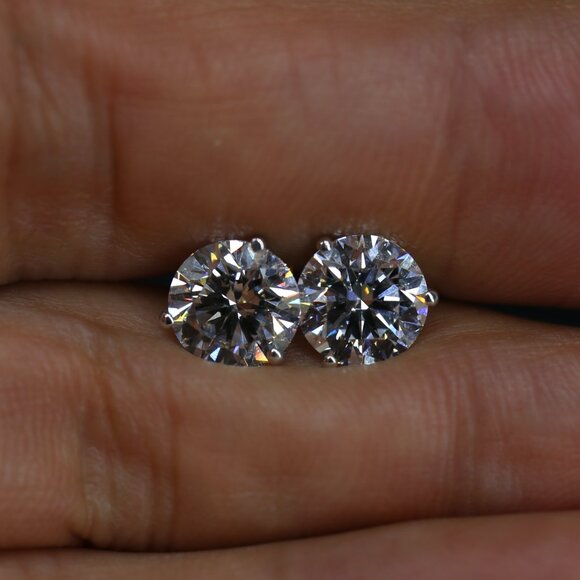 4.00 Carat Round Brilliant IGI Certified Lab Grown Diamond Stud Earrings - Picture 2 of 4